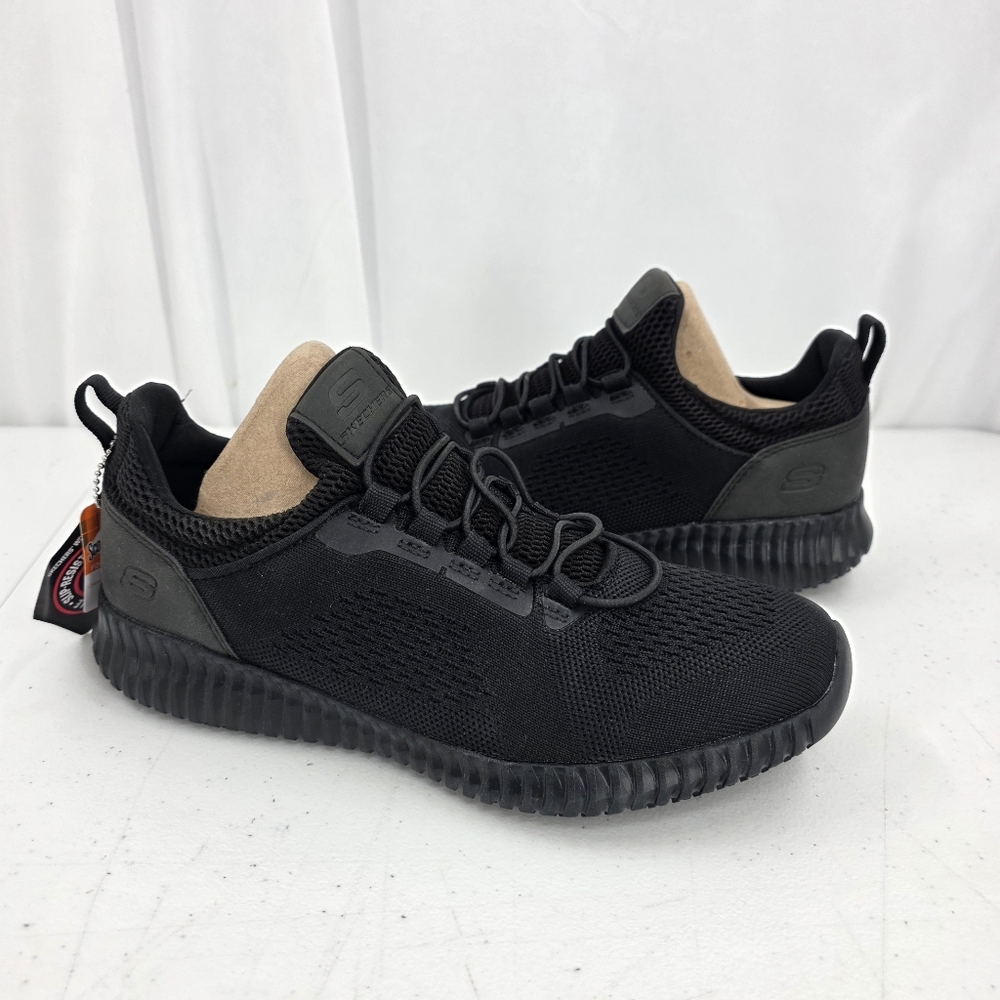 New Skechers Men's Cessnock Black Slip Resistant Work Shoes Men's Size 7.5 77188
